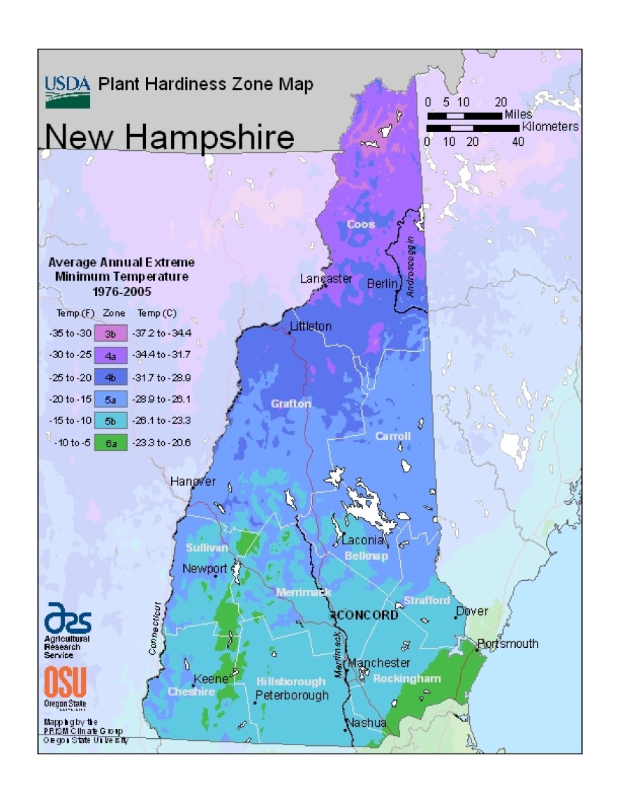 New Hampshire USDA Plant Hardiness Zone Map